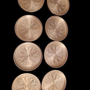 8 Vintage Aluminum Coasters with Caddy